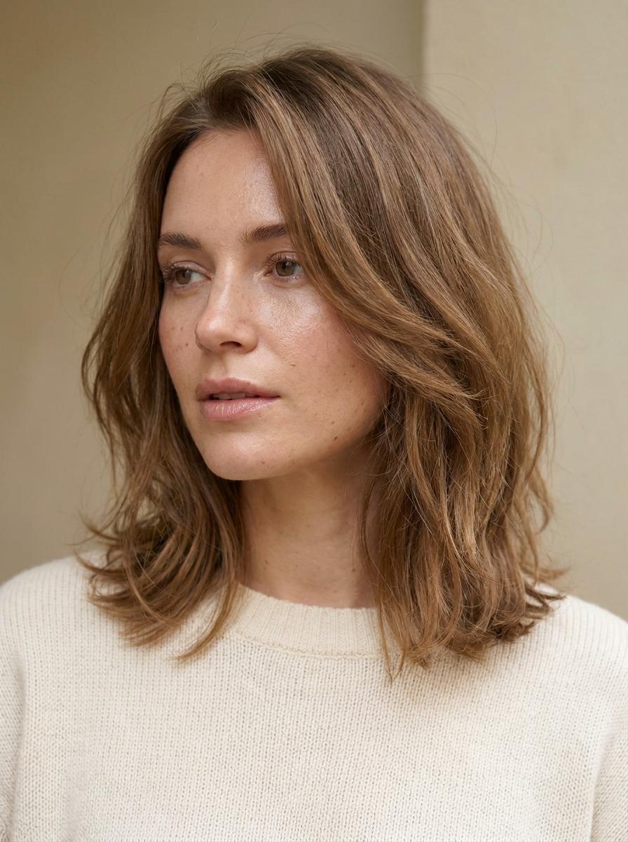Long Bob mit leichten Stufen - Haarschnitt für mittellanges Haar mit Stufen